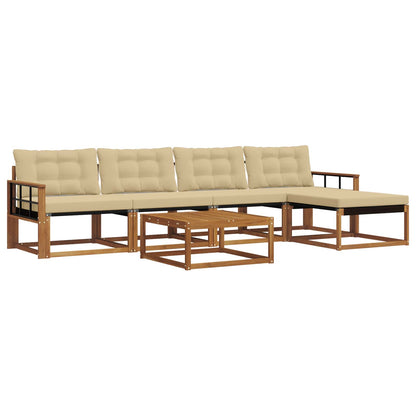 Set di divani da esterno con cuscino 6 pcs Naturale e Beige | homemem39