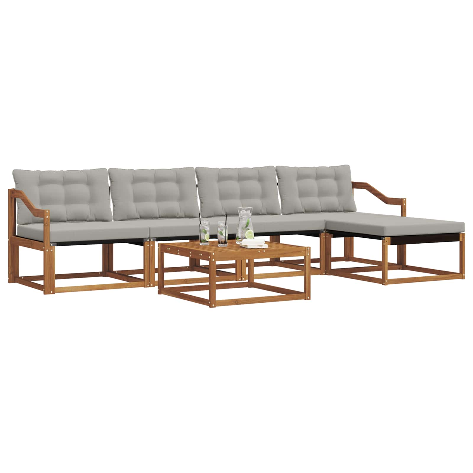 Set di divani da esterno 6 pcs Grigio Naturale e Chiaro | homemem39