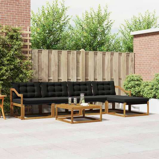 Set di divani da esterno con cuscino 6 pcs Naturale e Nero | homemem39