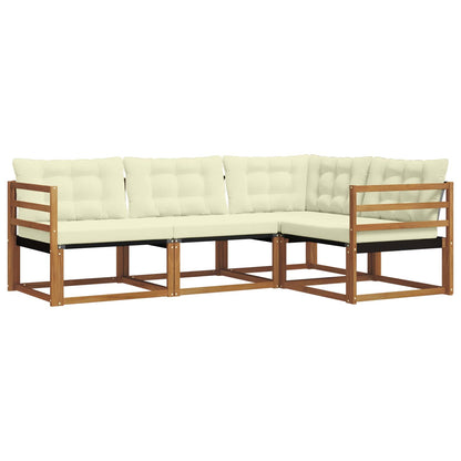 Set di divani da esterno con cuscino 4 pcs Naturale e Crema