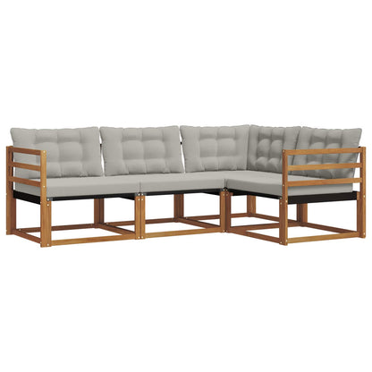 Set di divani da esterno 4 pcs Grigio Naturale e Chiaro