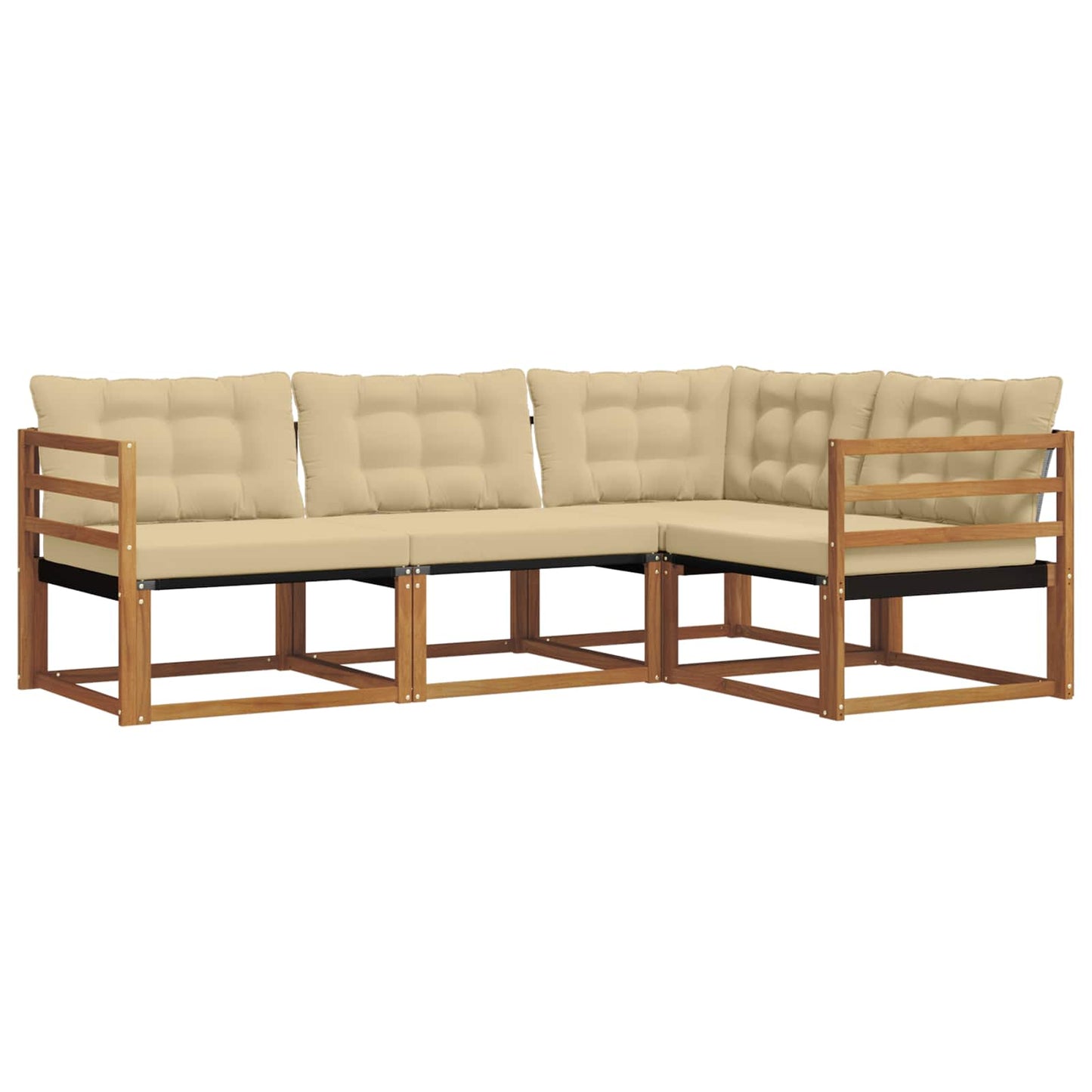 Set di divani da esterno con cuscino 4 pcs Naturale e Beige
