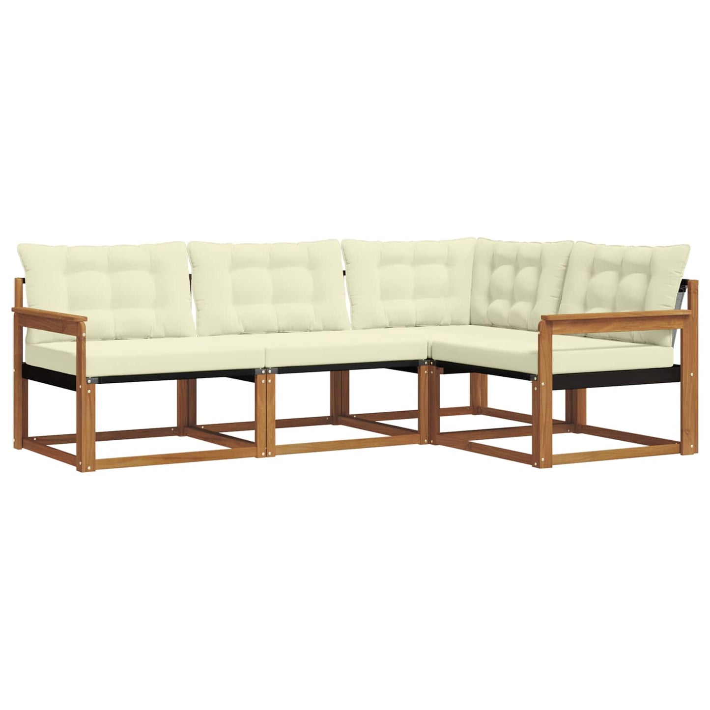 Set di divani da esterno con cuscino 4 pcs Naturale e Crema