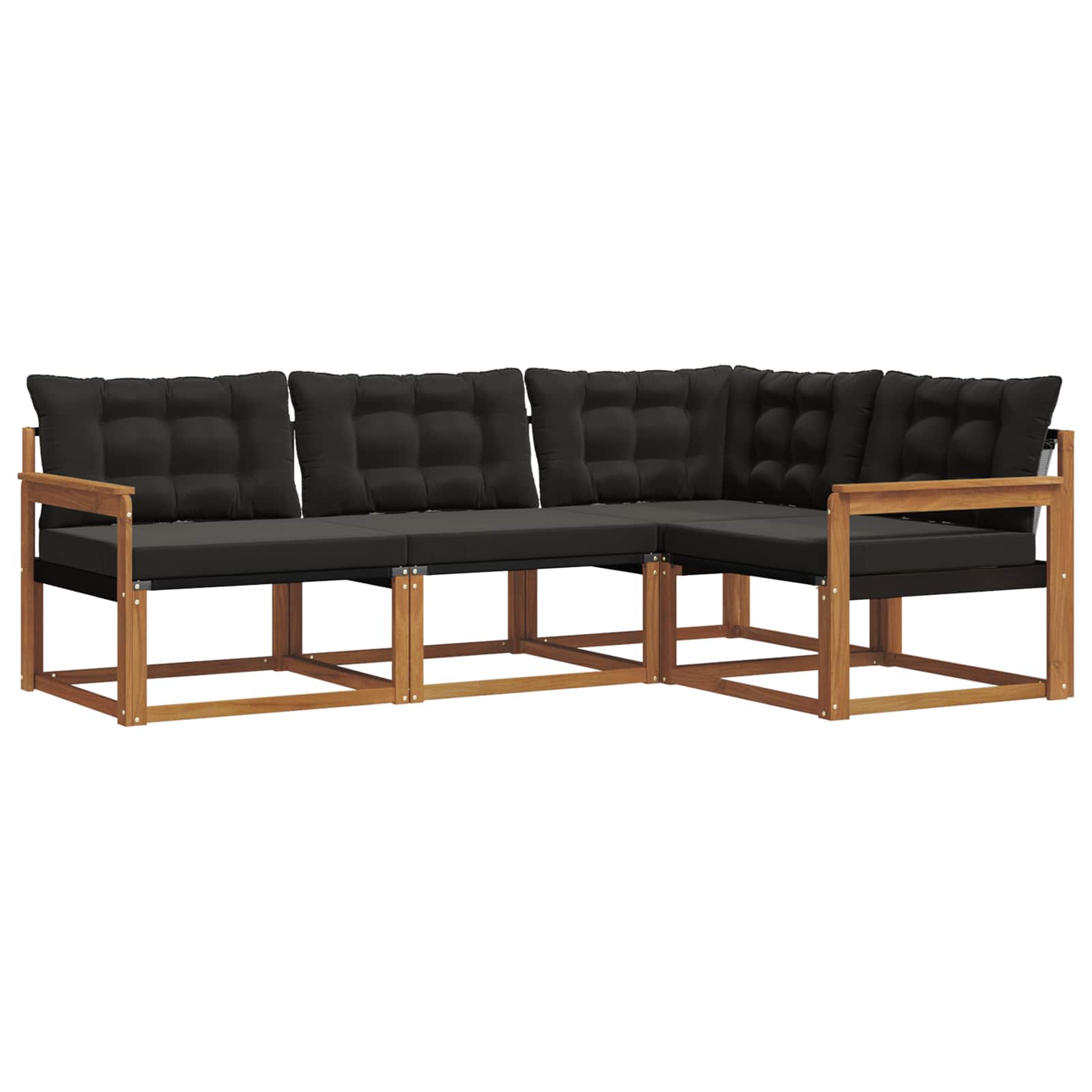 Set di divani da esterno con cuscino 4 pcs Naturale e Nero | homemem39