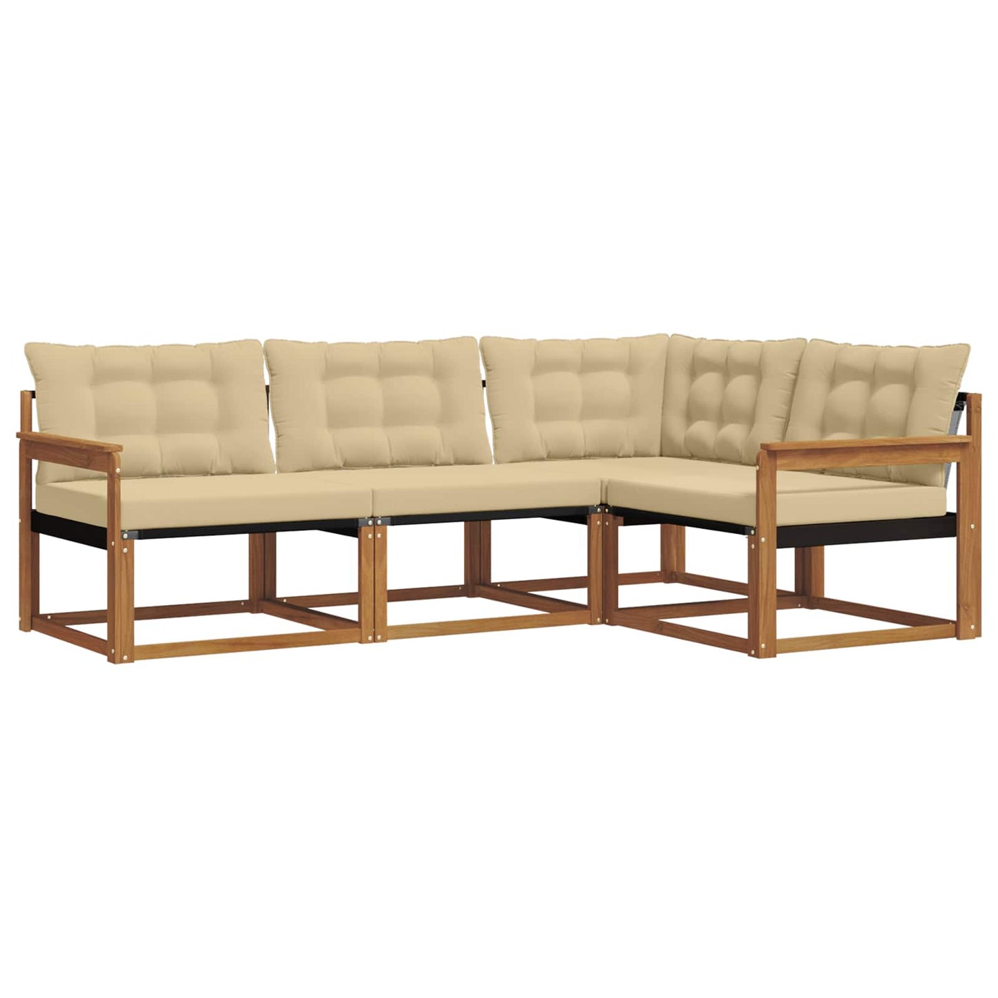 Set di divani da esterno con cuscino 4 pcs Naturale e Beige | homemem39