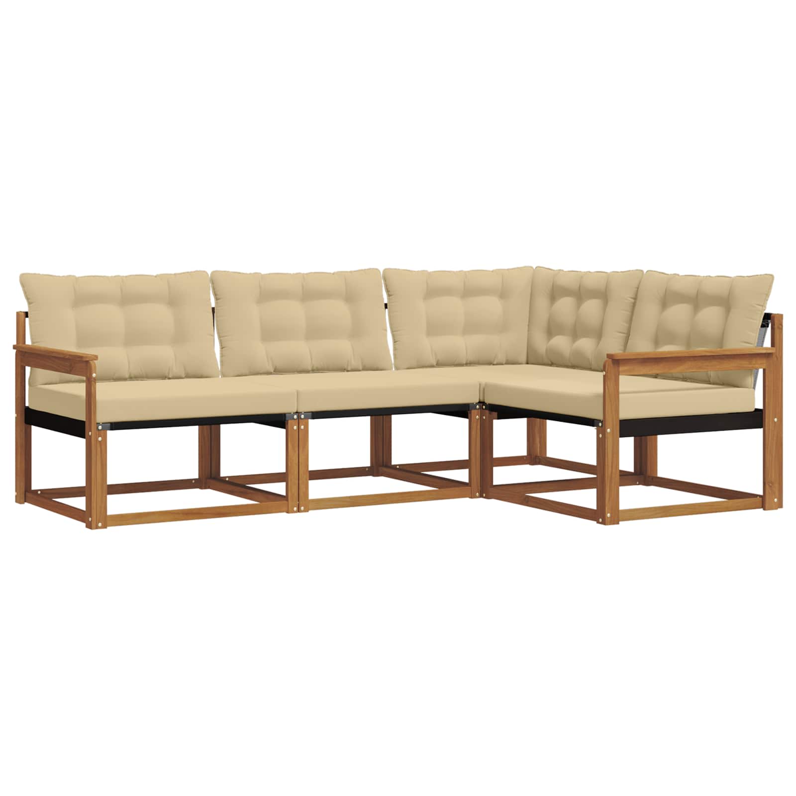 Set di divani da esterno con cuscino 4 pcs Naturale e Beige | homemem39