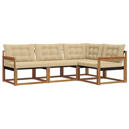 Set di divani da esterno con cuscino 4 pcs Naturale e Beige | homemem39