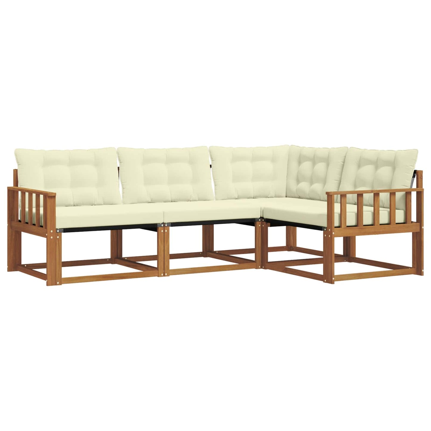 Set di divani da esterno con cuscino 4 pcs Naturale e Crema | homemem39
