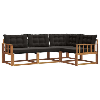 Set di divani da esterno con cuscino 4 pcs Naturale e Nero | homemem39