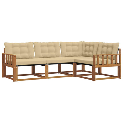 Set di divani da esterno con cuscino 4 pcs Naturale e Beige | homemem39