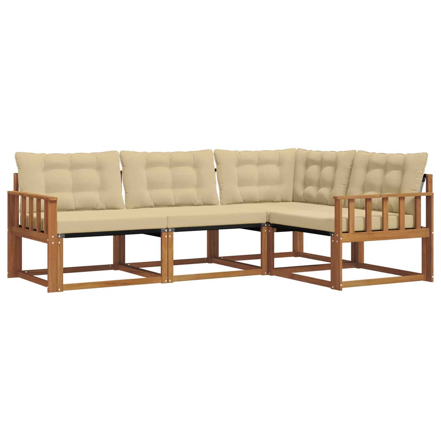Set di divani da esterno con cuscino 4 pcs Naturale e Beige