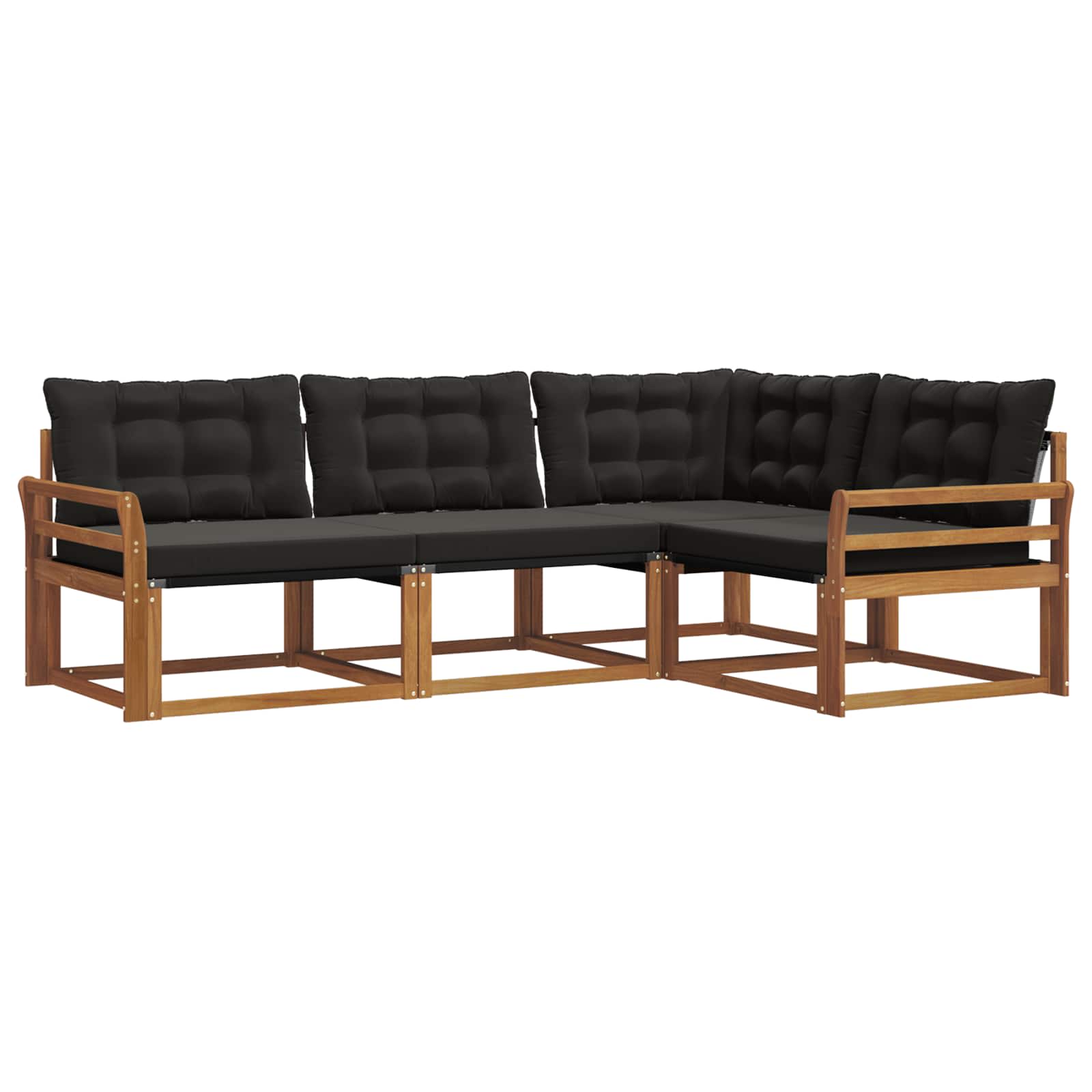 Set di divani da esterno con cuscino 4 pcs Naturale e Nero | homemem39