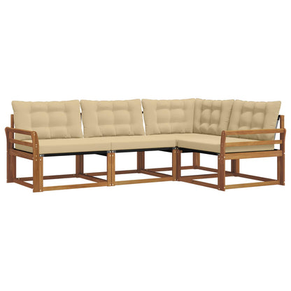 Set di divani da esterno con cuscino 4 pcs Naturale e Beige | homemem39
