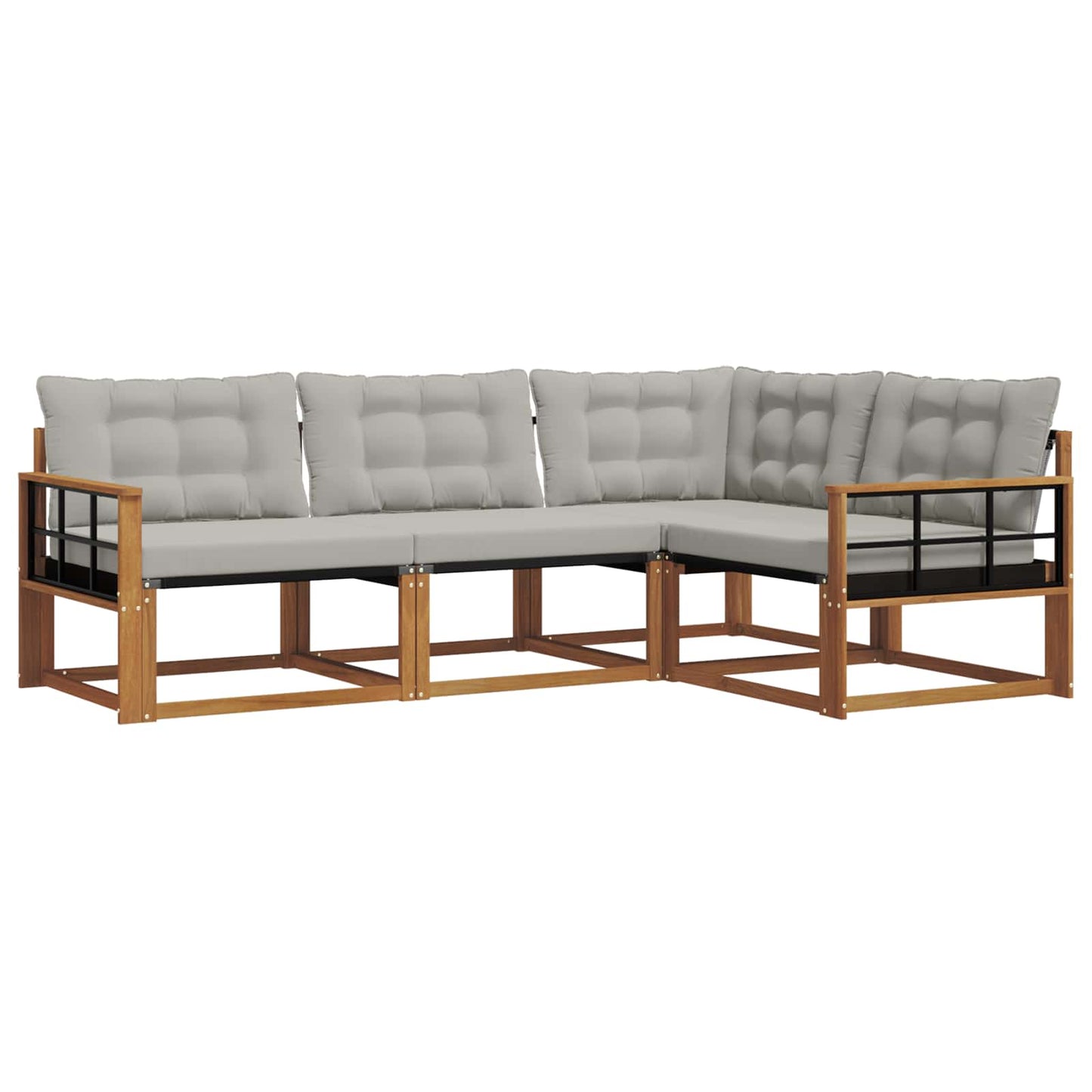 Set di divani da esterno 4 pcs Grigio Naturale e Chiaro