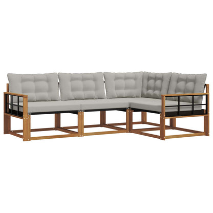 Set di divani da esterno 4 pcs Grigio Naturale e Chiaro