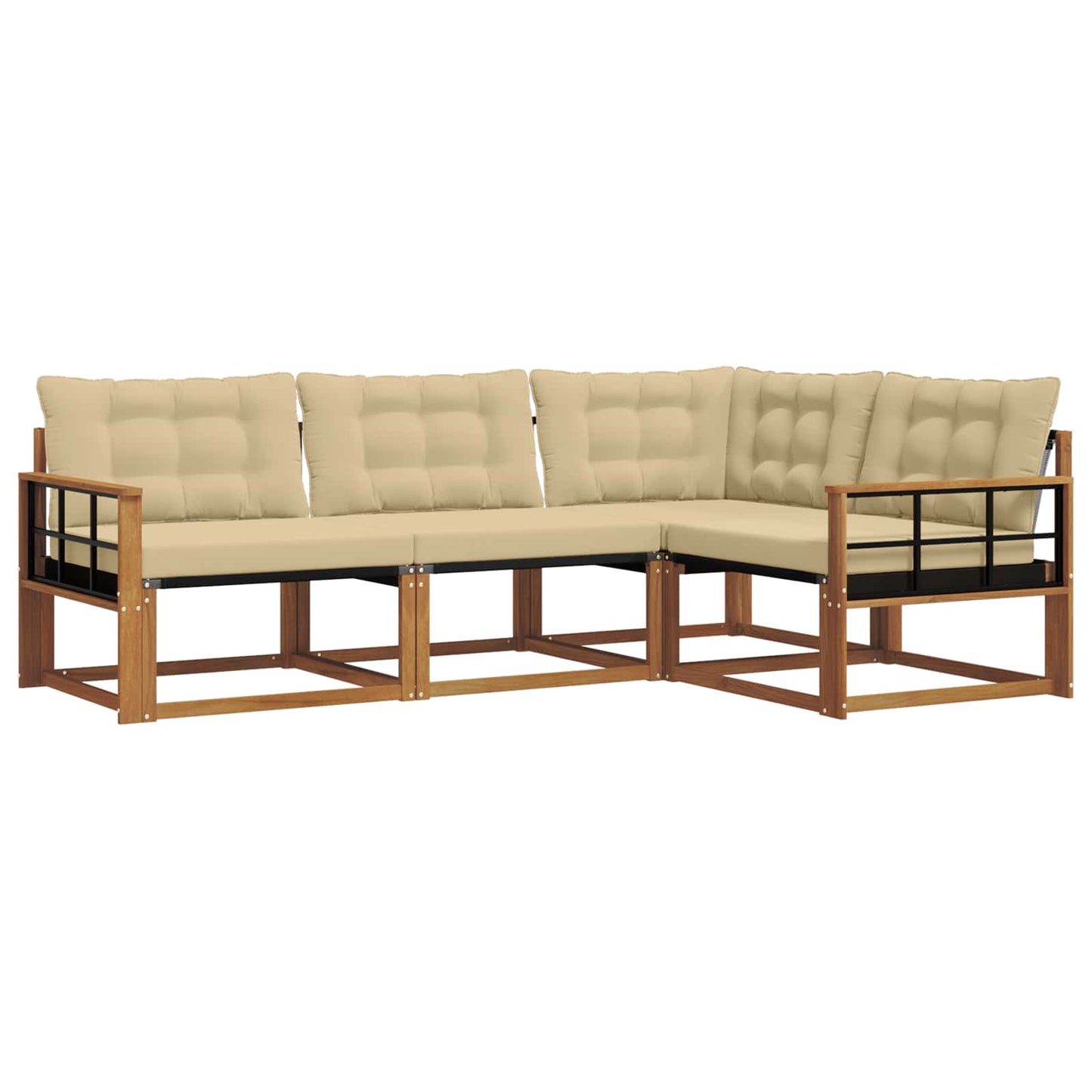 Set di divani da esterno con cuscino 4 pcs Naturale e Beige | homemem39