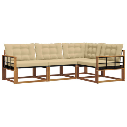 Set di divani da esterno con cuscino 4 pcs Naturale e Beige