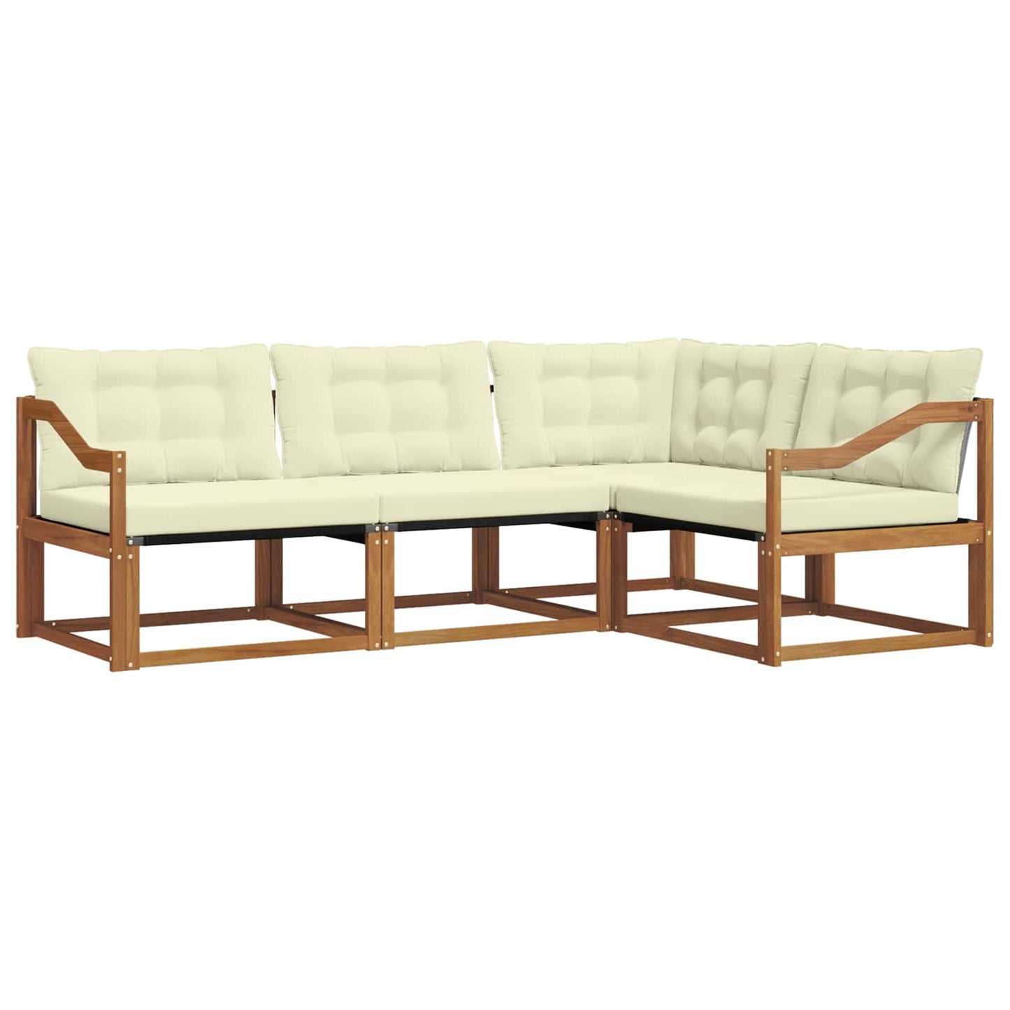 Set di divani da esterno con cuscino 4 pcs Naturale e Crema
