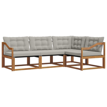 Set di divani da esterno 4 pcs Grigio Naturale e Chiaro