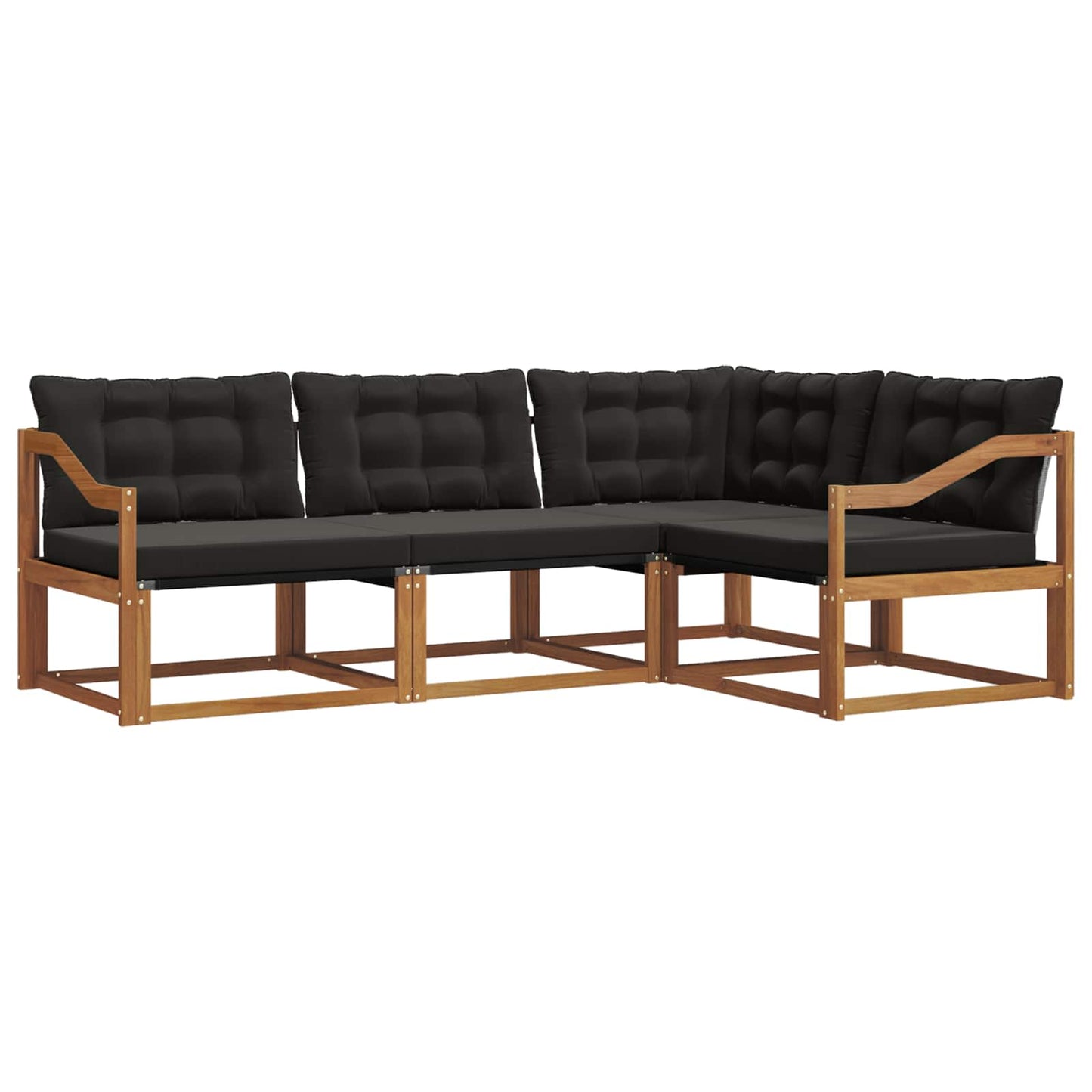 Set di divani da esterno con cuscino 4 pcs Naturale e Nero | homemem39