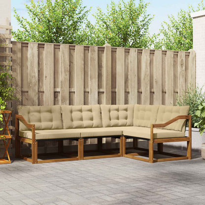 Set di divani da esterno con cuscino 4 pcs Naturale e Beige | homemem39