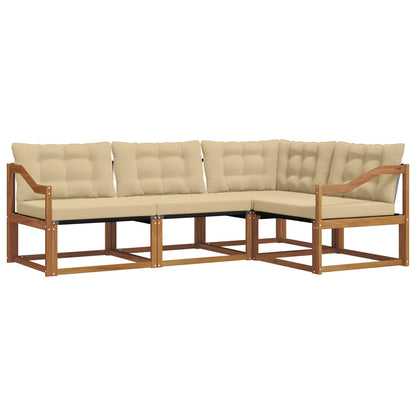 Set di divani da esterno con cuscino 4 pcs Naturale e Beige | homemem39