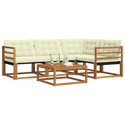 Set di divani da esterno con cuscino 5 pcs Naturale e Crema
