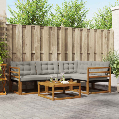 Set di divani da esterno 5 pcs Grigio Naturale e Chiaro