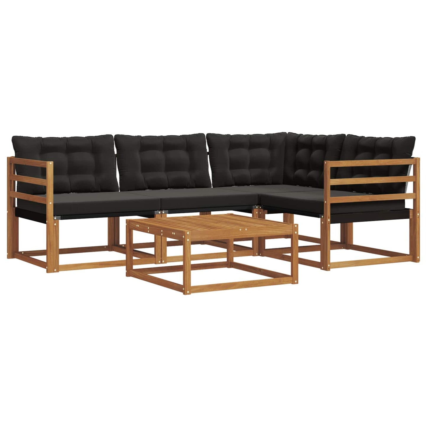 Set di divani da esterno con cuscino 5 pcs Naturale e Nero | homemem39