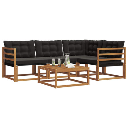 Set di divani da esterno con cuscino 5 pcs Naturale e Nero | homemem39