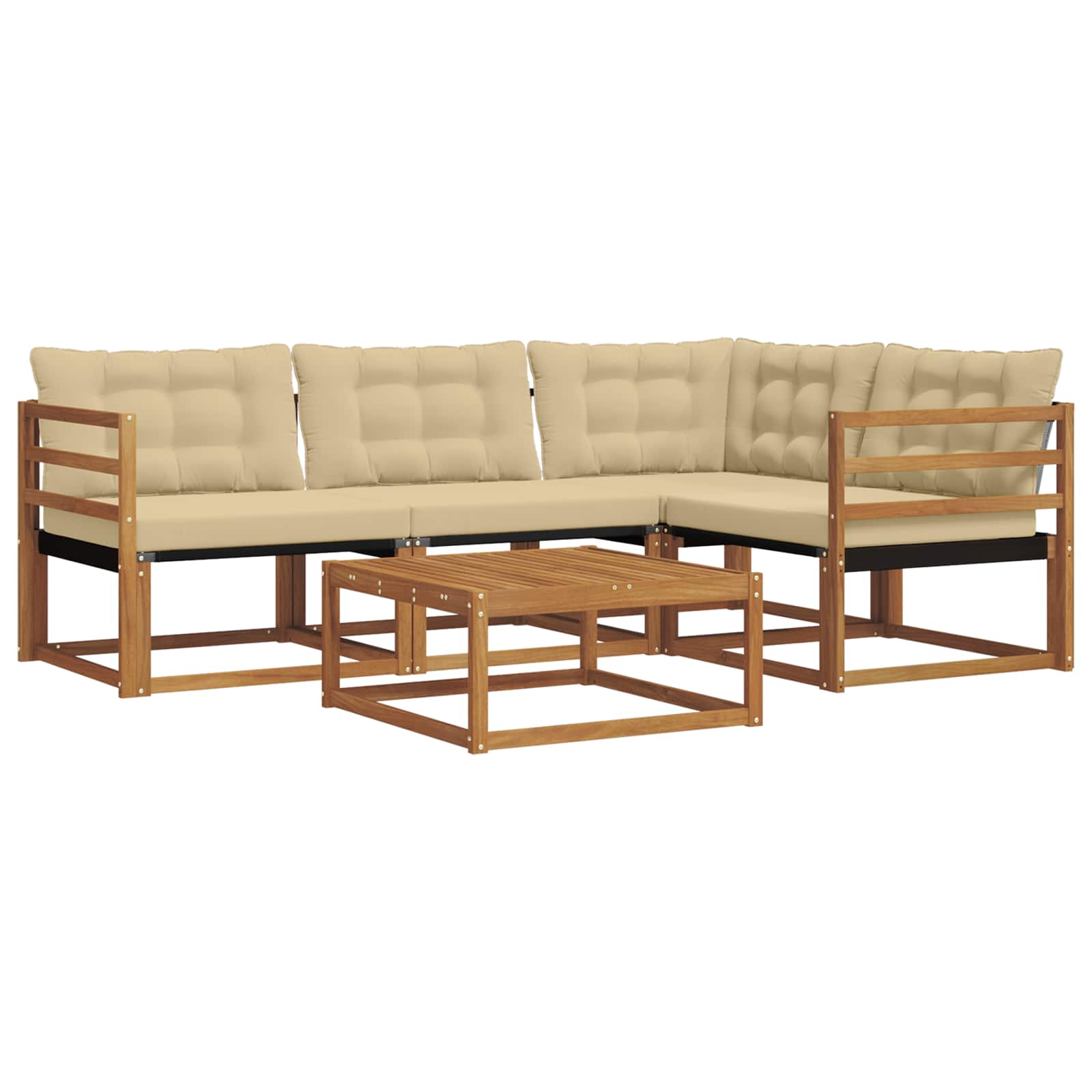 Set di divani da esterno con cuscino 5 pcs Naturale e Beige | homemem39