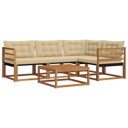 Set di divani da esterno con cuscino 5 pcs Naturale e Beige | homemem39