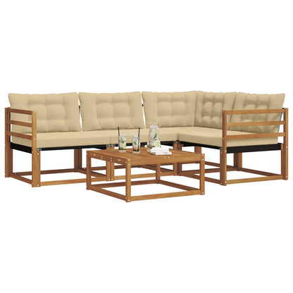 Set di divani da esterno con cuscino 5 pcs Naturale e Beige | homemem39