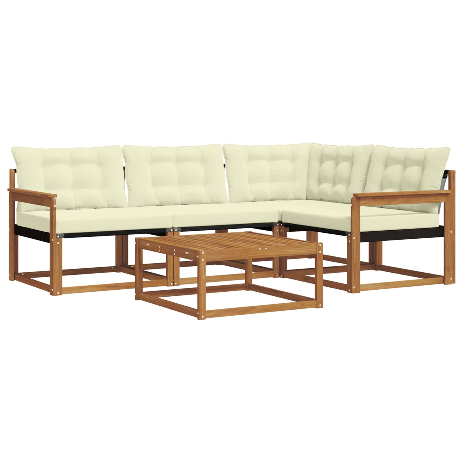 Set di divani da esterno con cuscino 5 pcs Naturale e Crema | homemem39