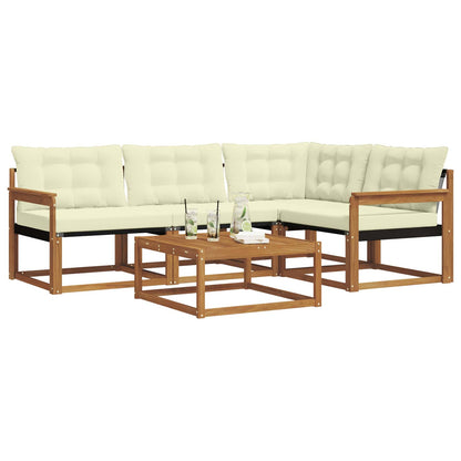 Set di divani da esterno con cuscino 5 pcs Naturale e Crema
