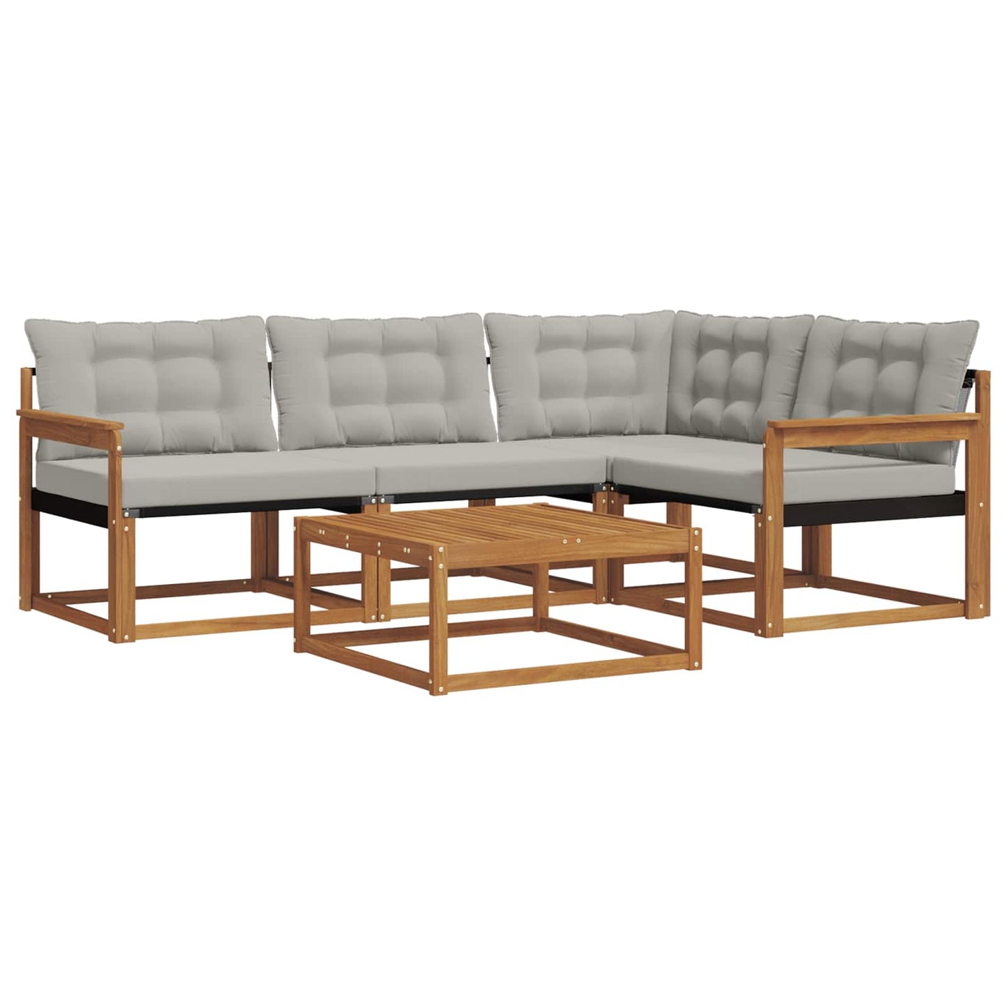 Set di divani da esterno 5 pcs Grigio Naturale e Chiaro