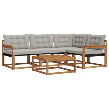 Set di divani da esterno 5 pcs Grigio Naturale e Chiaro