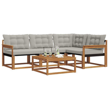 Set di divani da esterno 5 pcs Grigio Naturale e Chiaro