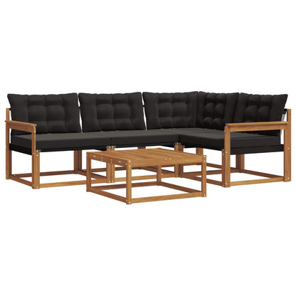 Set di divani da esterno con cuscino 5 pcs Naturale e Nero | homemem39