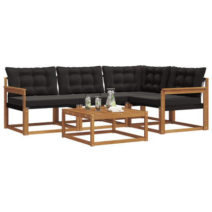Set di divani da esterno con cuscino 5 pcs Naturale e Nero | homemem39