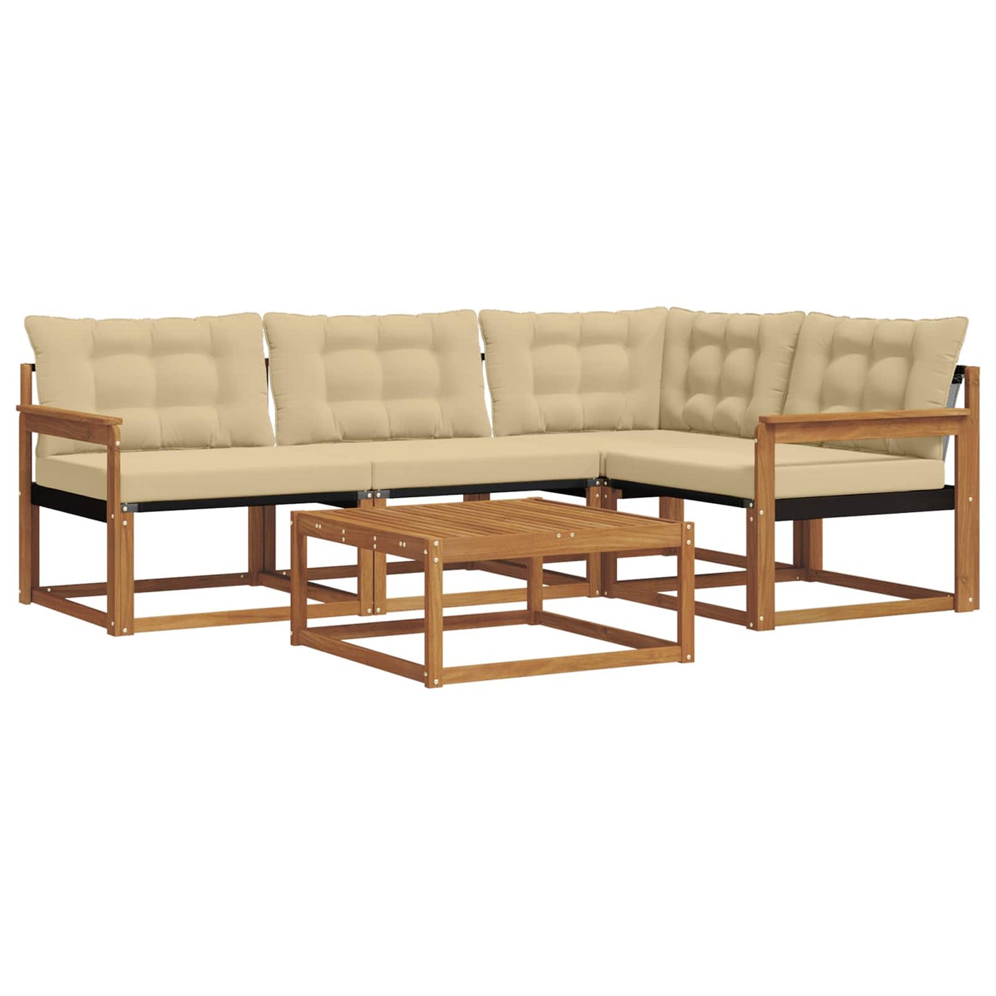 Set di divani da esterno con cuscino 5 pcs Naturale e Beige | homemem39