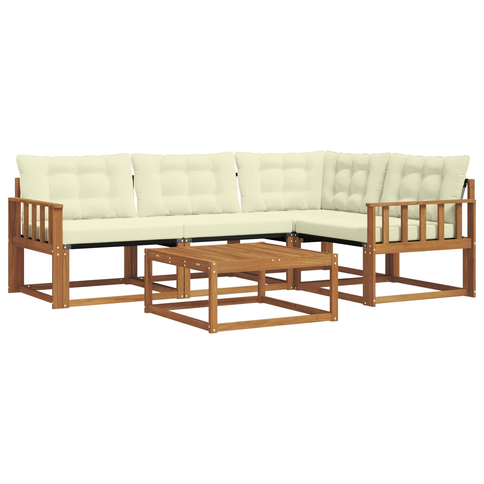 Set di divani da esterno con cuscino 5 pcs Naturale e Crema | homemem39