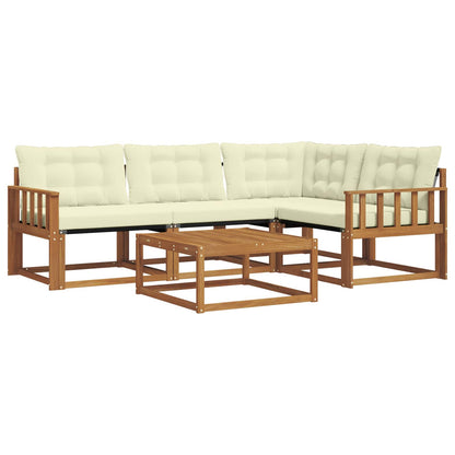 Set di divani da esterno con cuscino 5 pcs Naturale e Crema