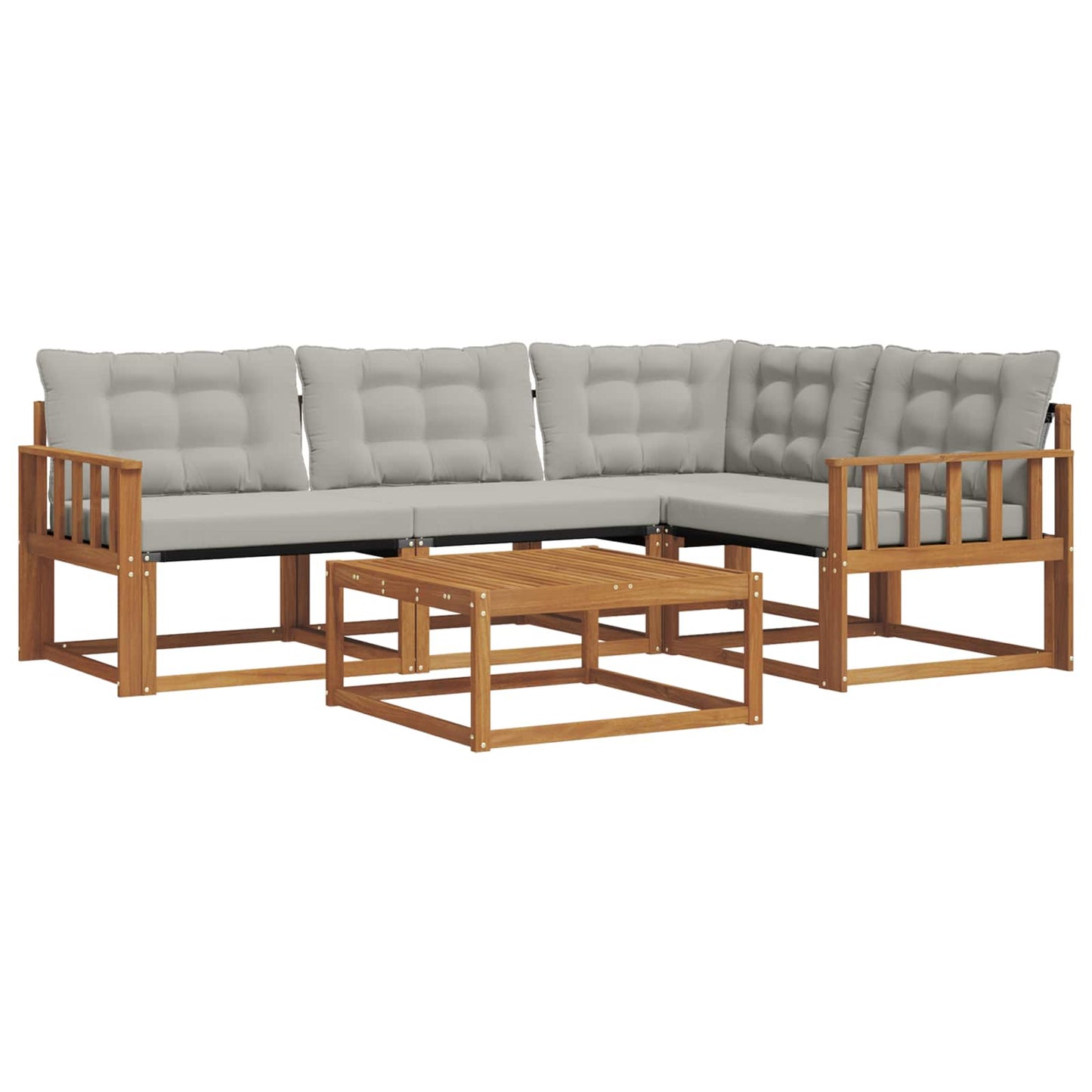Set di divani da esterno 5 pcs Grigio Naturale e Chiaro