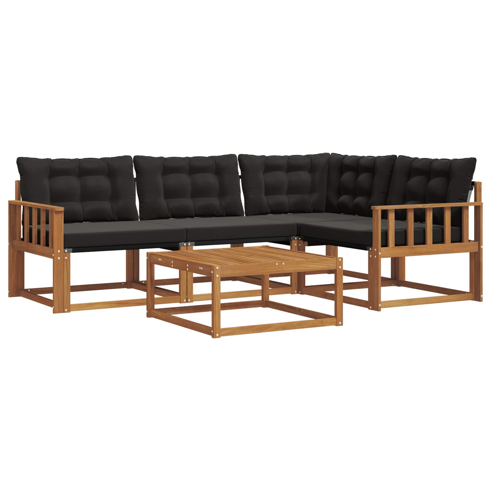Set di divani da esterno con cuscino 5 pcs Naturale e Nero | homemem39