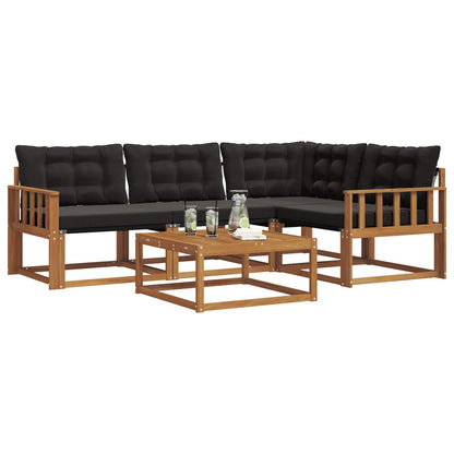 Set di divani da esterno con cuscino 5 pcs Naturale e Nero
