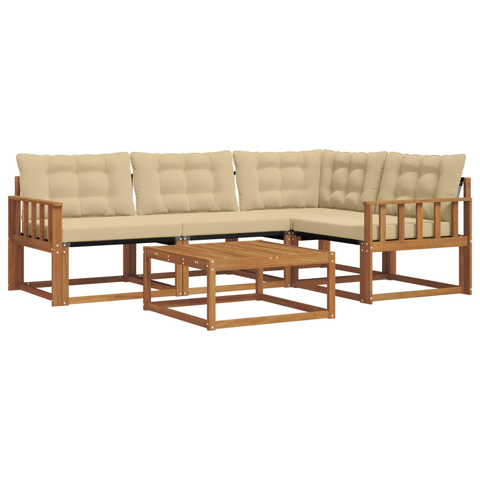 Set di divani da esterno con cuscino 5 pcs Naturale e Beige | homemem39