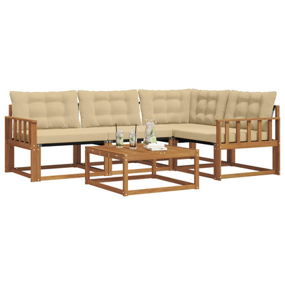 Set di divani da esterno con cuscino 5 pcs Naturale e Beige | homemem39