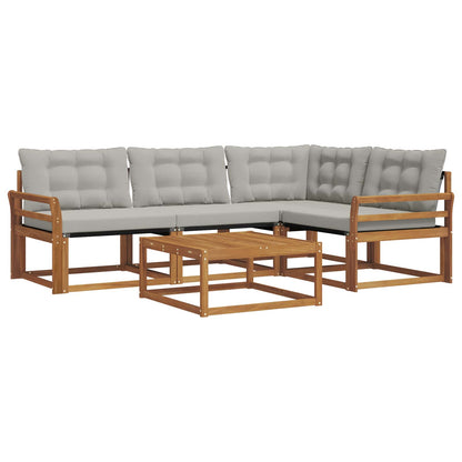 Set di divani da esterno 5 pcs Grigio Naturale e Chiaro