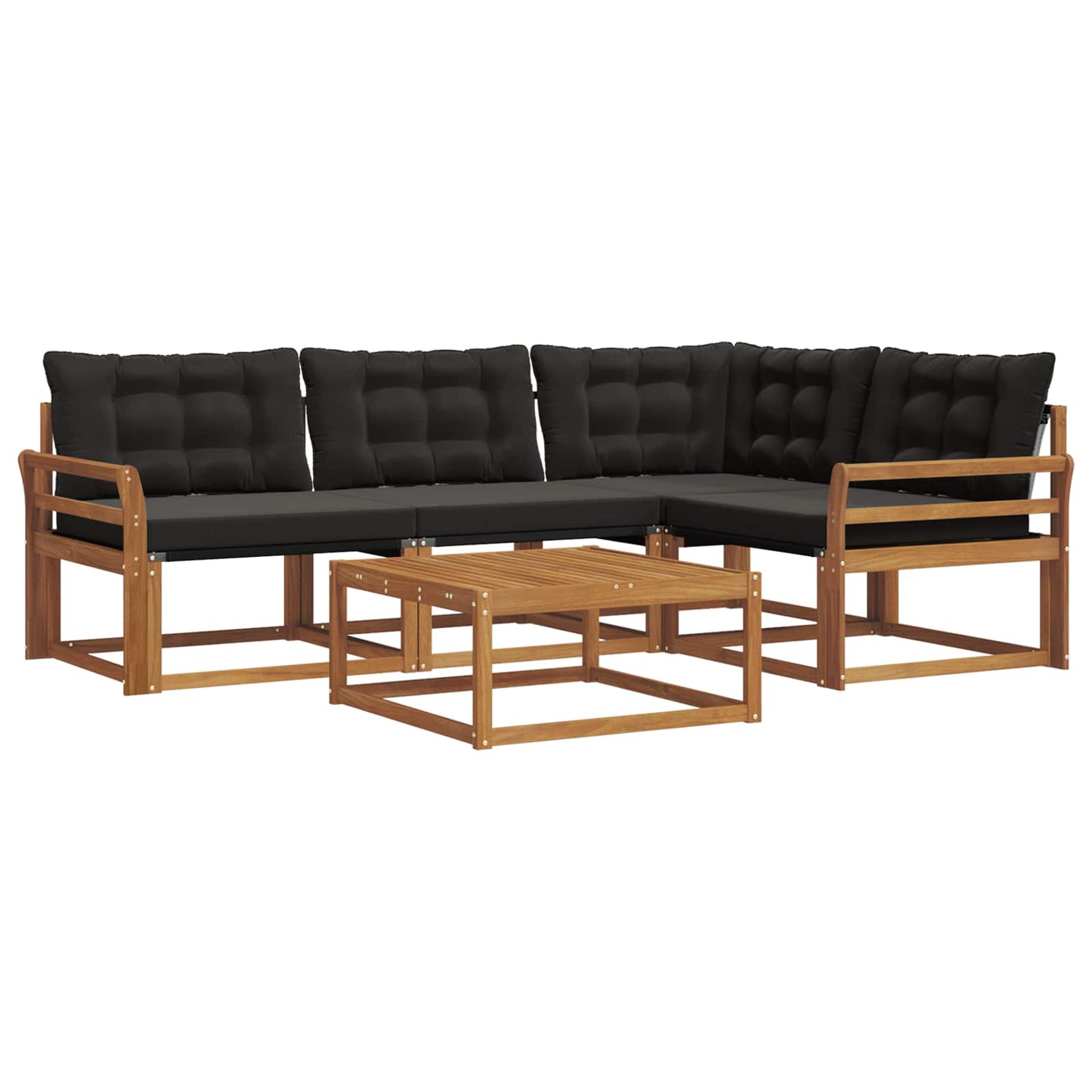 Set di divani da esterno con cuscino 5 pcs Naturale e Nero | homemem39